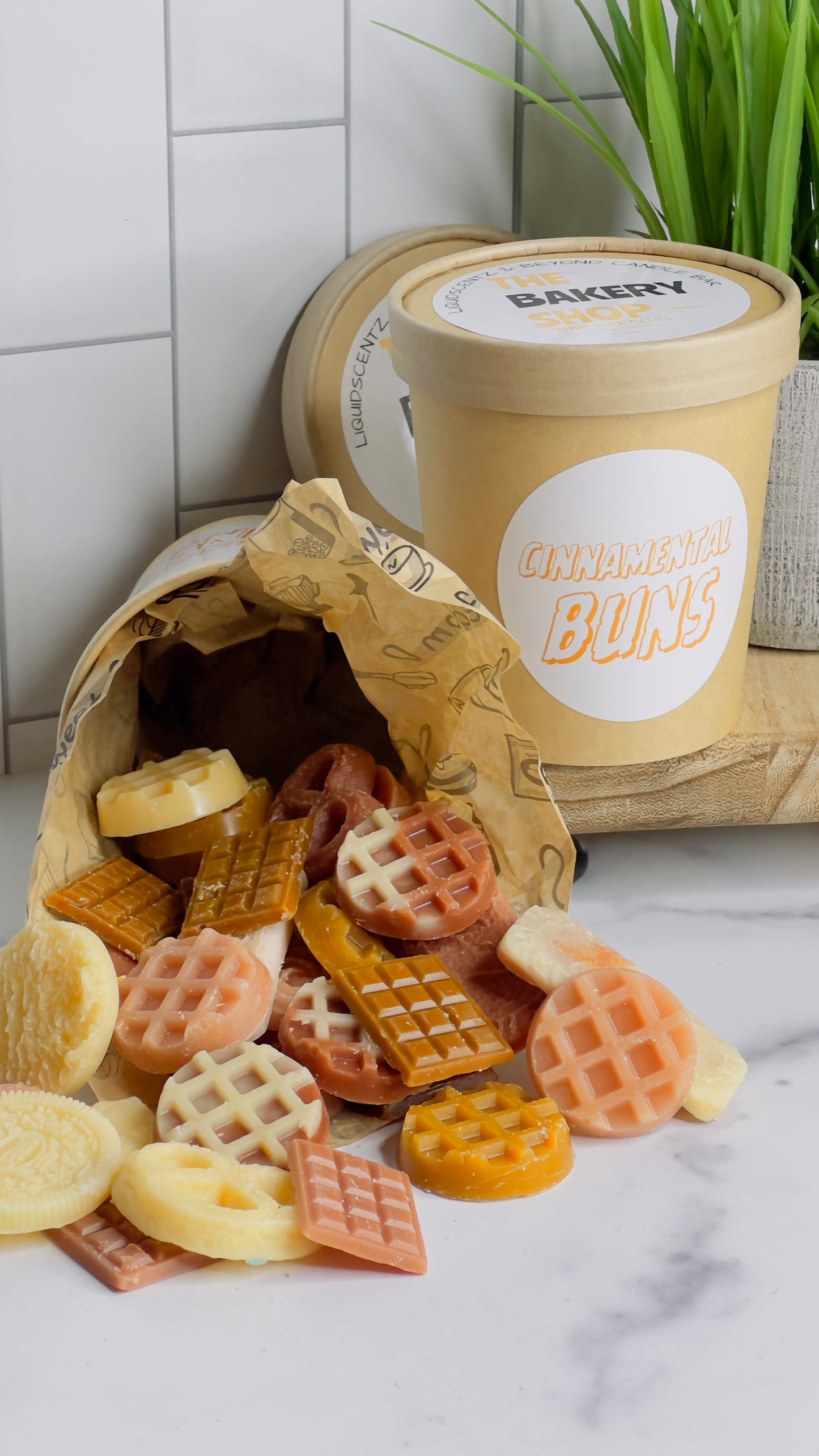 CUPS & BROWN PAPER BAGS OF WAX MELTS